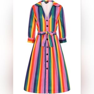 Bright & Beautiful Lauren Rainbow Wishes Stripe 50’s Dress Multi, M, 12
